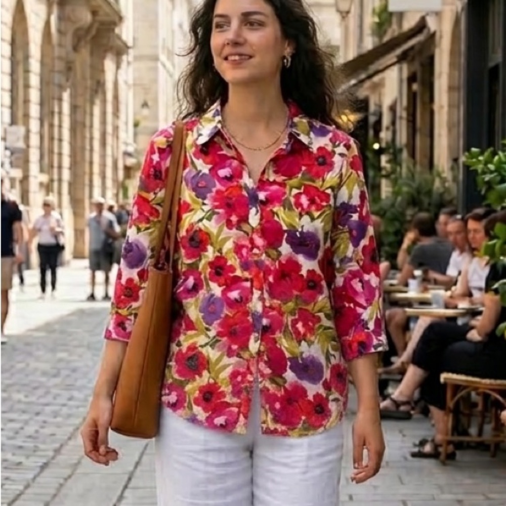 Koret Floral Top Blouse Cotton Size 14